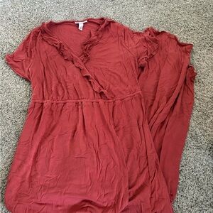 Liz Lange Rust Ruffled Blouse